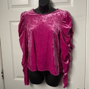 Marc New York Velvet Puff Sleeve Blouse - Fuchsia